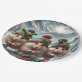 Fröhliche Weihnachts-Hamster Pappteller (Schrägansicht)
