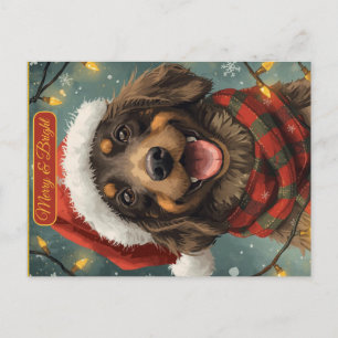 Fröhliche Weihnachts-Hundepostkarte Feiertagspostkarte