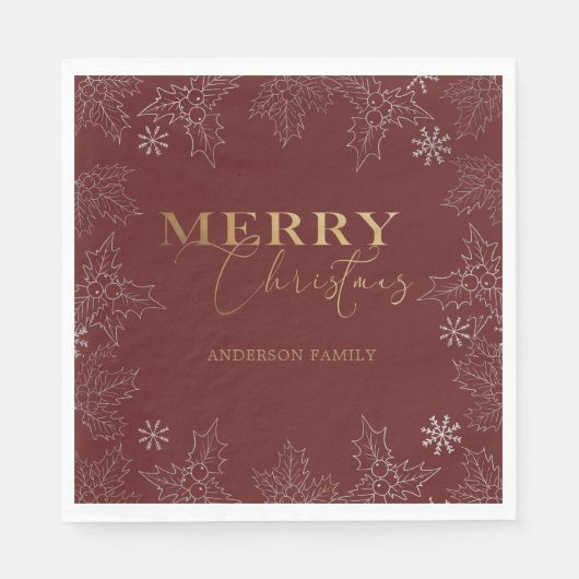 Fröhliche Weihnachts-Imitate Foil Elegant Script M Serviette (Vorderseite)