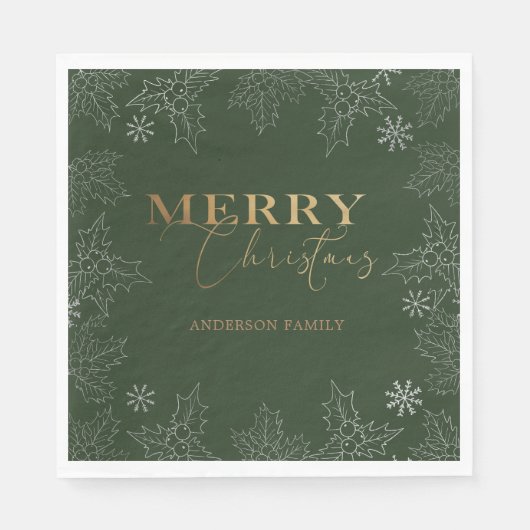 Fröhliche Weihnachts-Imitate Foil Elegant Script M Serviette (Vorderseite)