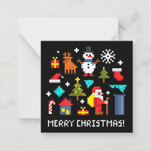 Fröhliche Weihnachts-Pixel-Cartoons Mitteilungskarte