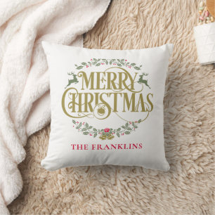 Fröhliche Weihnachts-Rentiere Personalisierte Fami Kissen