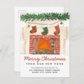 Fröhliche Weihnachts-Strümpfe Feuerplatz-Feiertage Ankündigungspostkarte (Vorne/Hinten)