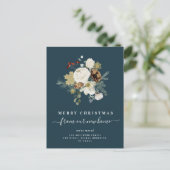 Fröhliche Weihnachtsankündigung mit florenträchtig Postkarte (Stehend Vorderseite)