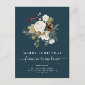 Fröhliche Weihnachtsankündigung mit florenträchtig Postkarte (Vorderseite)