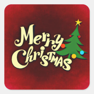 fröhliche Weihnachtsaufkleber Quadratischer Aufkleber