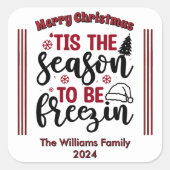 Fröhliche Weihnachtsaufkleber zum Feiern Quadratischer Aufkleber (Vorderseite)