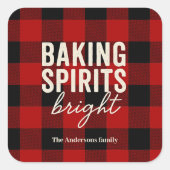 Fröhliche Weihnachtsbäckerei Buffalo Plaid Weihnac Quadratischer Aufkleber (Vorderseite)