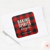 Fröhliche Weihnachtsbäckerei Buffalo Plaid Weihnac Quadratischer Aufkleber (Umschlag)