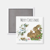 Fröhliche Weihnachtsbände und Vögel genießen Schne Magnet (Vorderseite/Rückseite)