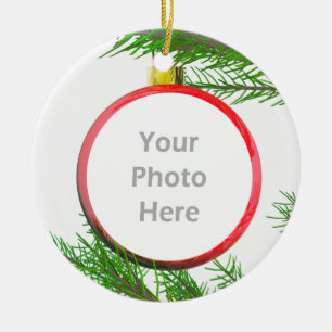 Fröhliche Weihnachtsbaum-Dekoration (Fotorahmen) Keramik Ornament