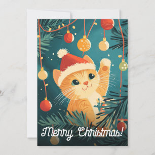Fröhliche Weihnachtsbaum-Katzenbaum-Ornamente Feiertagskarte