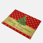 Fröhliche Weihnachtsbaum-klassische rote Fußmatte (Schrägansicht)