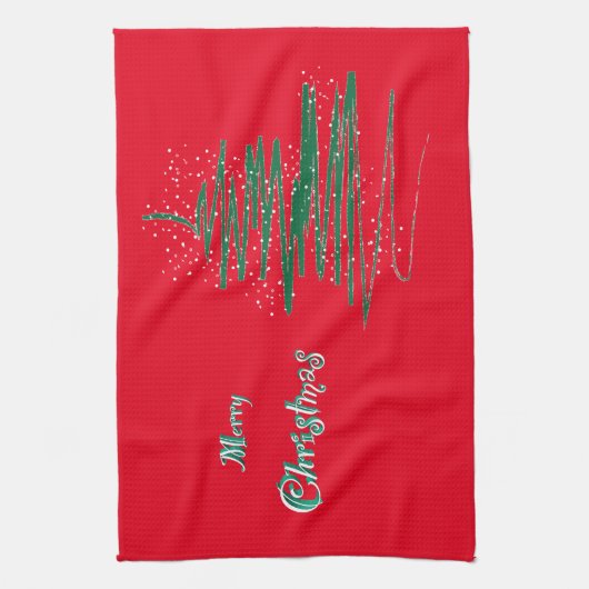 Fröhliche Weihnachtsbaum-Schneeflocken Küchentuch (Vertikal)