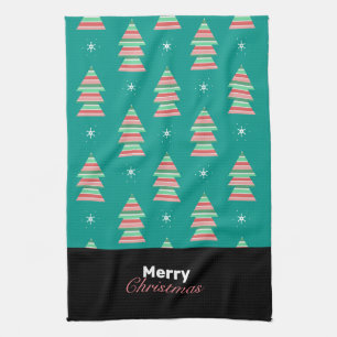 Fröhliche Weihnachtsbaum-Streifen-Muster-Küchentuc Geschirrtuch