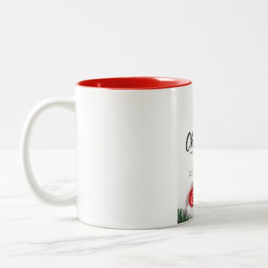 Fröhliche Weihnachtsbaum-Tasse Zweifarbige Tasse (Links)