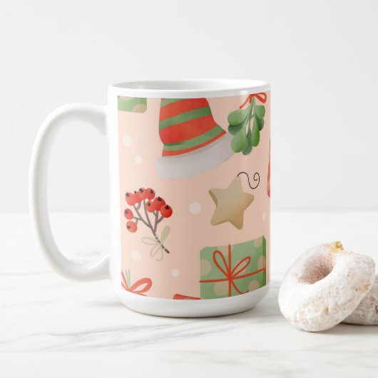 Fröhliche Weihnachtsbaumbauten Kaffeetasse (Mit Donut)