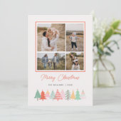 Fröhliche Weihnachtsbäume Gemütlich 4 Foto Feiertagskarte (Stehend Vorderseite)