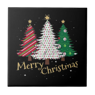 Fröhliche Weihnachtsbäume mit Holiday Plaid Gesche Fliese
