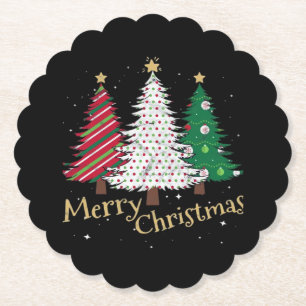 Fröhliche Weihnachtsbäume mit Holiday Plaid Gesche Untersetzer