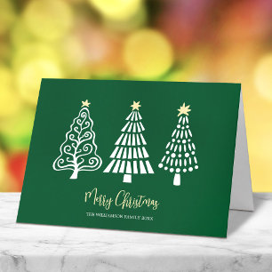 Fröhliche Weihnachtsbäume Skript Name Whimsical Feiertagskarte