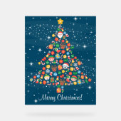 Fröhliche Weihnachtsbaummuster auf Blue Acrylschild (Vorderseite)