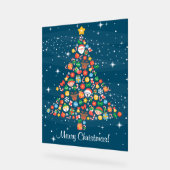 Fröhliche Weihnachtsbaummuster auf Blue Acrylschild (Winkel)