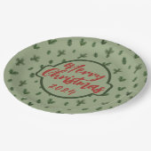 fröhliche Weihnachtsbaummuster Pappteller (Schrägansicht)