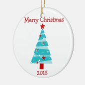 Fröhliche Weihnachtsbaumverzierung 2015 Keramikornament (Links)