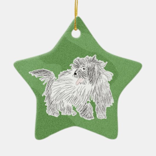 Fröhliche Weihnachtsbaumwolle de Tulear Keramik Ornament (Vorne)