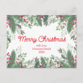 Fröhliche Weihnachtsbeeren, Aquarellbeeren, rot Postkarte (Vorderseite)