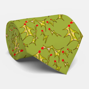 Fröhliche Weihnachtsblätter auf Grinch Grün Krawatte