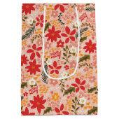 Fröhliche Weihnachtsblume in Rosa Mittlere Geschenktüte (Rückseite)