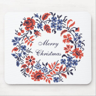 Fröhliche Weihnachtsblumen-Zyklus Mousepad