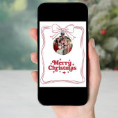 Fröhliche Weihnachtsbogen rot, moderne Fotokarte Feiertagskarte