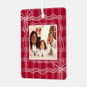 fröhliche Weihnachtsbrust Foto karierter Büffel Ornament Aus Metall (Vorderseite links)