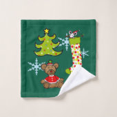 fröhliche Weihnachtsdekoration Badhandtuch Set (Waschlappen)