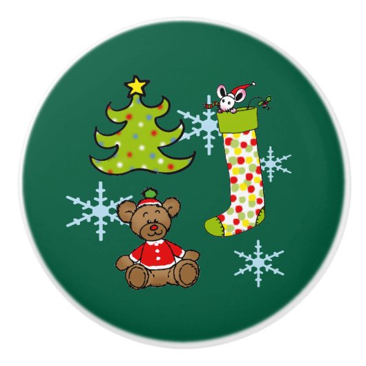 fröhliche Weihnachtsdekoration Keramikknauf (Vorderseite)