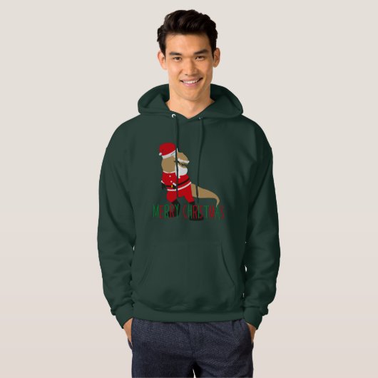 fröhliche Weihnachtsdinosaurier santa claus hoodie (Vorne ganz)