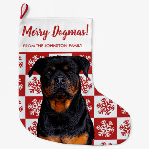 Fröhliche Weihnachtsdogmen Rottweiler Festlich Rot Großer Weihnachtsstrumpf