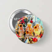 fröhliche Weihnachtsengel trompelnd Button (Vorne & Hinten)