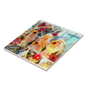 fröhliche Weihnachtsengel trompelnd Fliese (Seite)