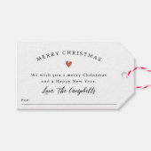 Fröhliche Weihnachtsfamilienbotschaft & Boho Herz Geschenkanhänger (Vorderseite (Horizontal))