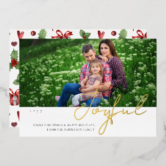 Fröhliche Weihnachtsfamilienfoto Moderne Folien Sc Feiertagskarte