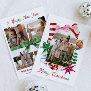 Fröhliche Weihnachtsfamilienfoto-Weihnachtskarte Feiertagskarte