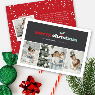 Fröhliche Weihnachtsfarbe Blocks Moderne FotoColla Feiertagskarte
