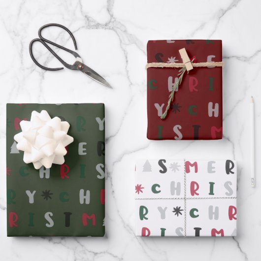fröhliche Weihnachtsfeier Geschenkpapier Set (Vorderseite)