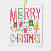 Fröhliche Weihnachtsfeier Keramik Porzellan Platz  Keramikornament (Links)