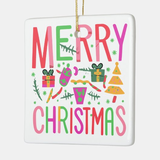 Fröhliche Weihnachtsfeier Keramik Porzellan Platz Keramikornament (Links)