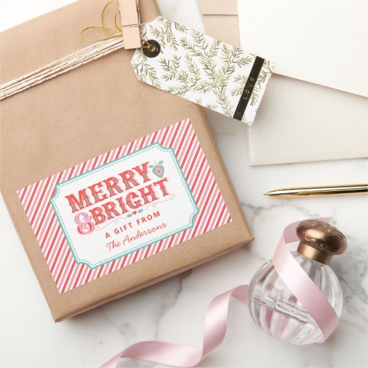 Fröhliche Weihnachtsfeier | Merry & Bright Rechteckiger Aufkleber (Schenken)